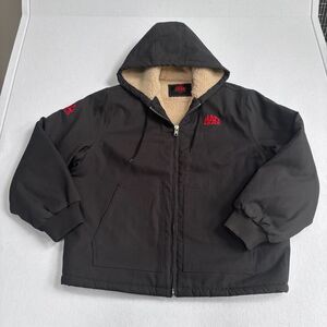 Mac Tools Canvas Work Jacket Mens XL Black Sherpa Lined Hooded Heavy Duty EUC